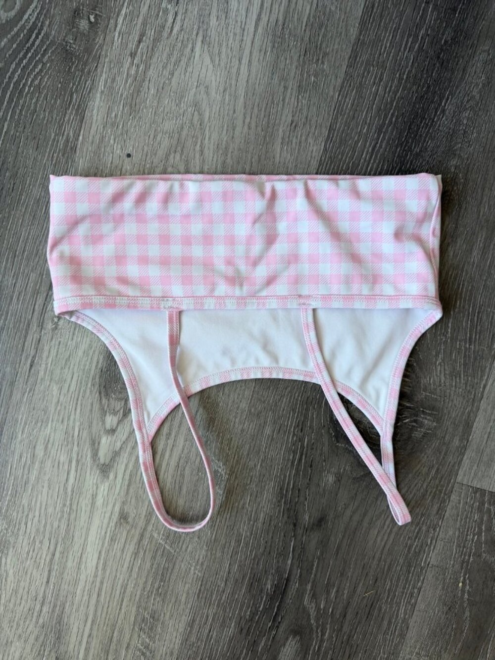 Aqua Athletic Pink Gingham Sports Bra | Size S